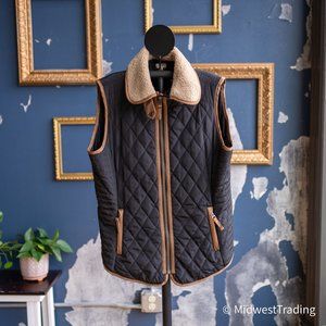Cremiux Black and Brown Quilted Vest